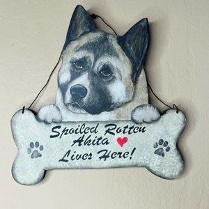 Wooden Akita indoor/outdoor Plaque Wall-Door  Hanging Decor Pets Animal